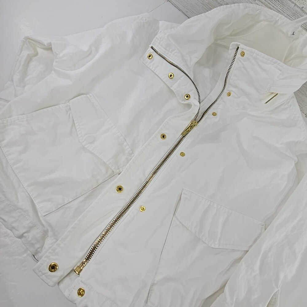 MICHAEL MICHAEL KORS WOMEN'S SIZE LARGE WHITE SNAP FULL ZIP JACKET FLAP POCKETS. - Picture 11 of 16
